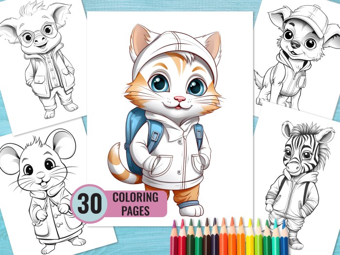 Coloring books of animals in clothes