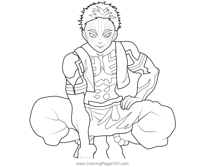 Demon slayer anime coloring page