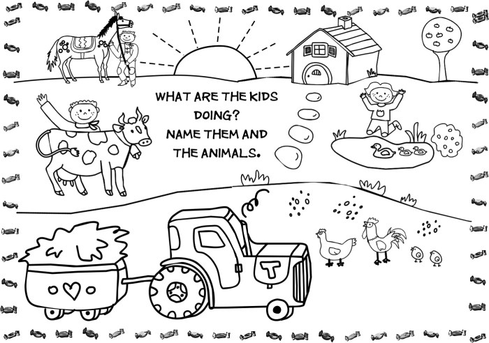 Farm animal coloring pages for kindergarten