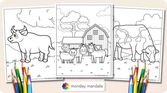 Funny farm animals coloring pages