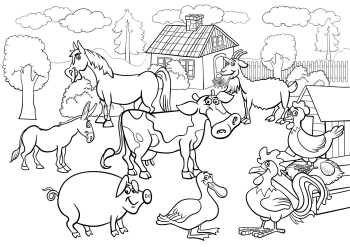 Farm animals coloring sheets free