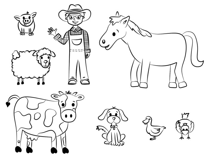 Farm animals toddlers coloring page