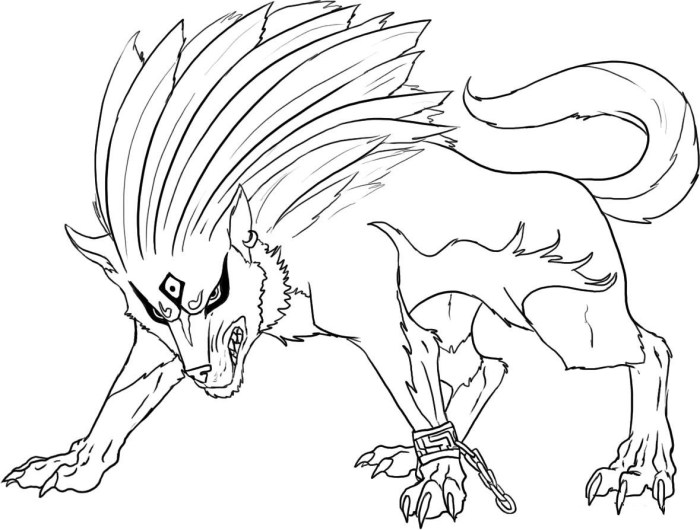 Fire wolf anime wolf coloring pages