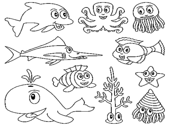 Ocean animals for coloring