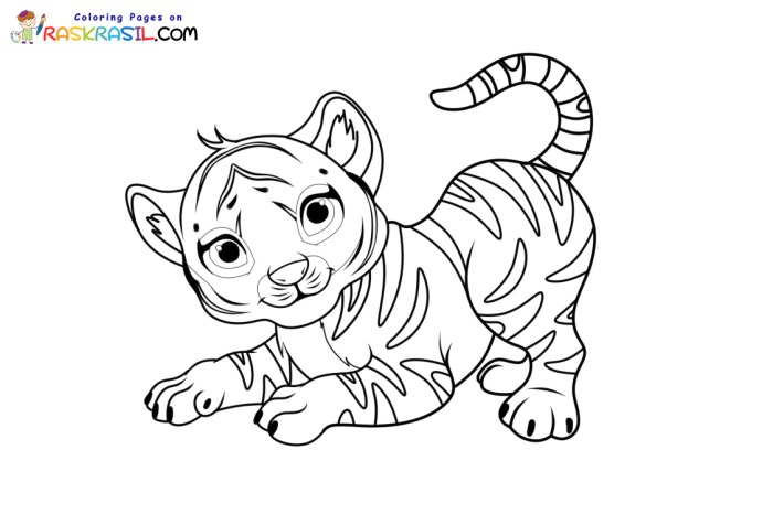 Easy coloring pages of cute animals tiger