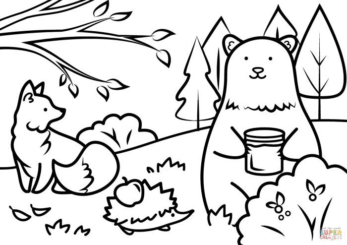 Fall coloring sheets cute animals