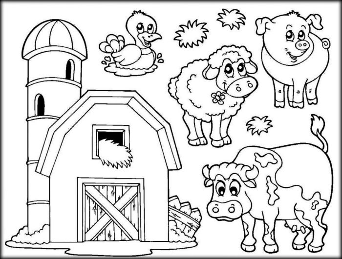 Farm animals toddlers coloring page