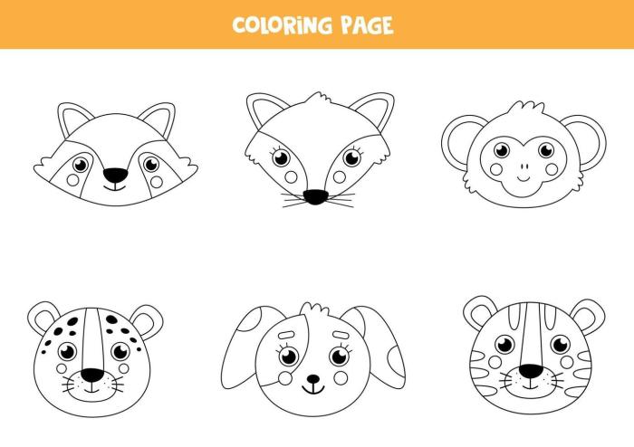 Face animal printable for kids coloring