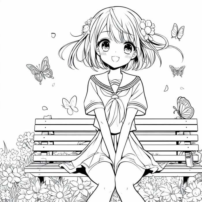 Fancy cute anime coloring pages