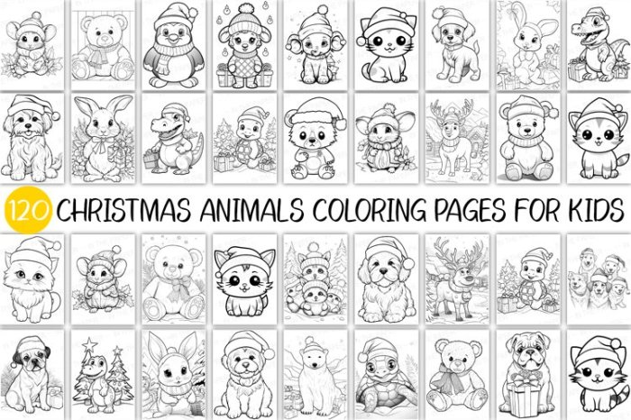 Easy animal christmas coloring pages