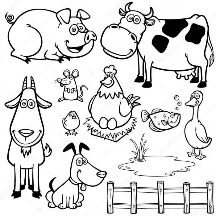 Funny farm animals coloring pages