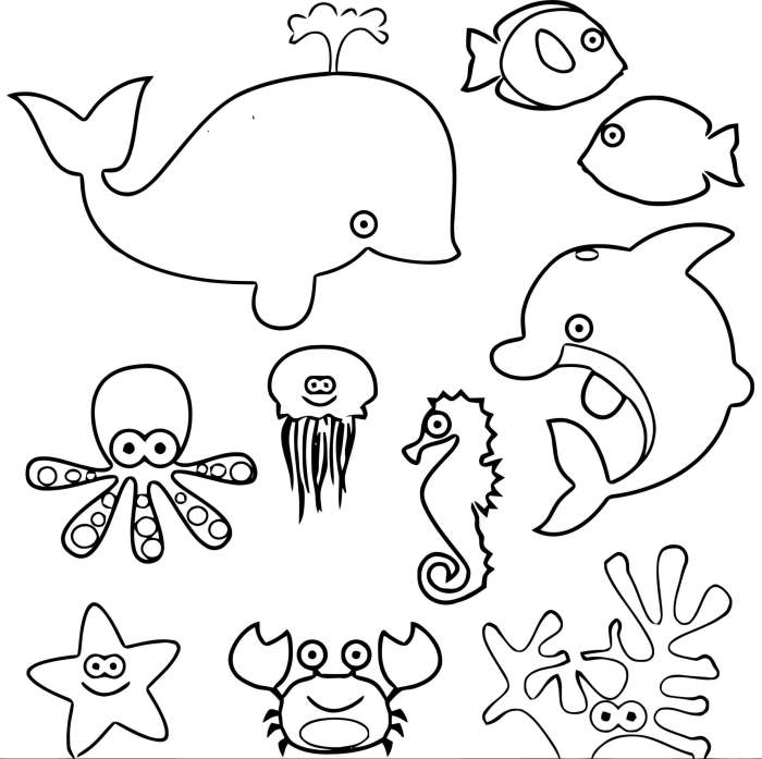 Chibi ocean animal coloring pages