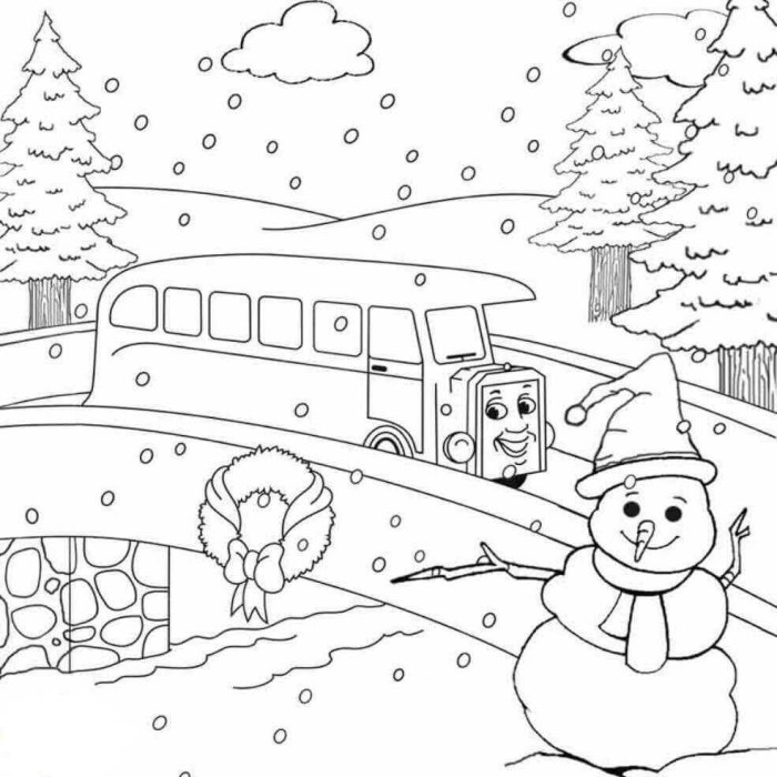 Coloring book winter scenes