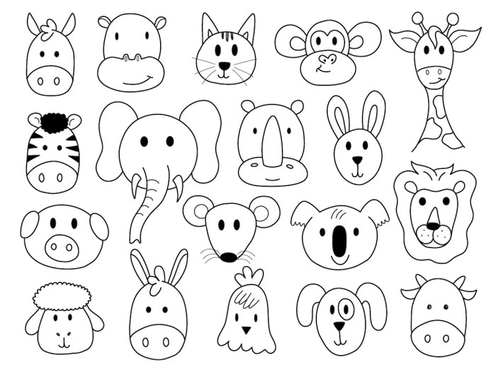 Face animal printable for kids coloring