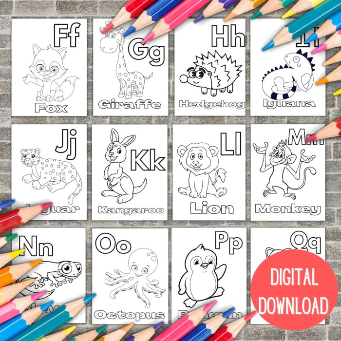 Alphabet animals coloring ebook