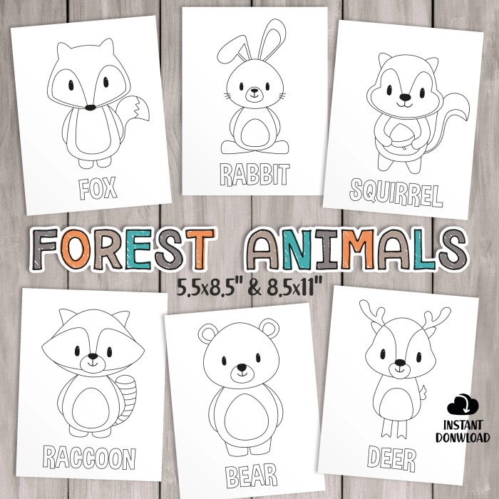 Free coloring pages woodland animals