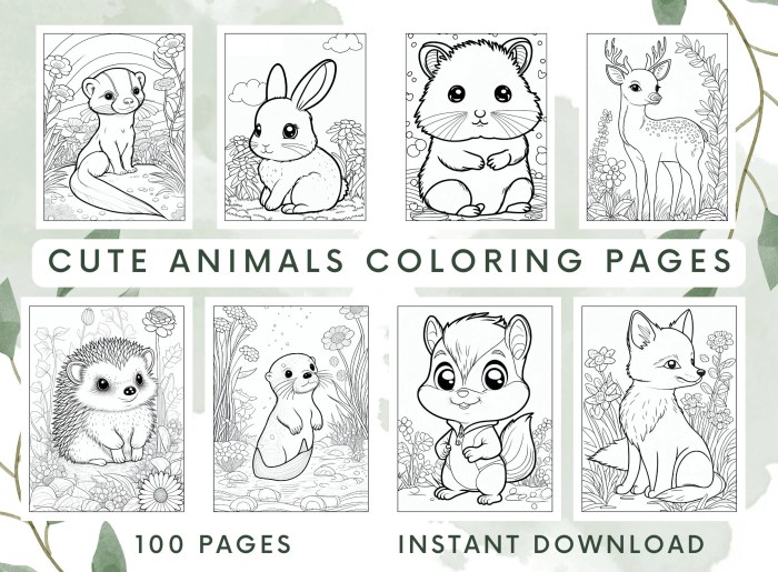 Cutekawaii animal coloring pages