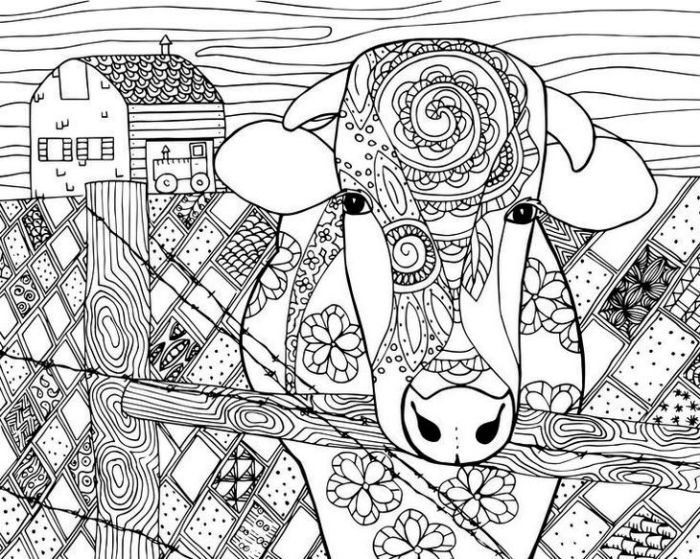 Coloring pages mandala farm animals