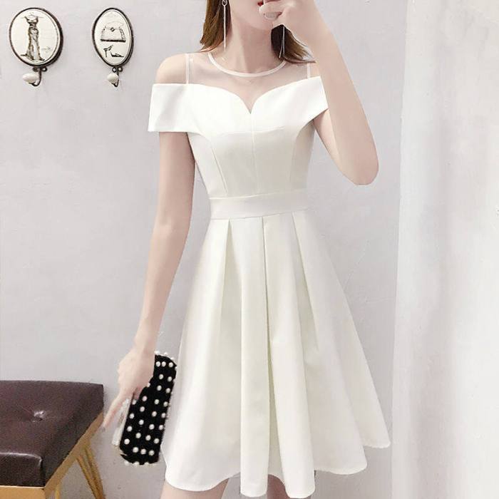 White dress flowy wedding dresses simple formal prom chiffon elegant style long gown femme la flowing sweetheart party length floor