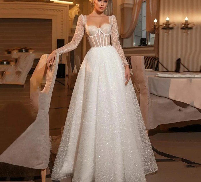 Sparkly wedding dress with sleeves